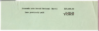 Proceeds note to Second National
