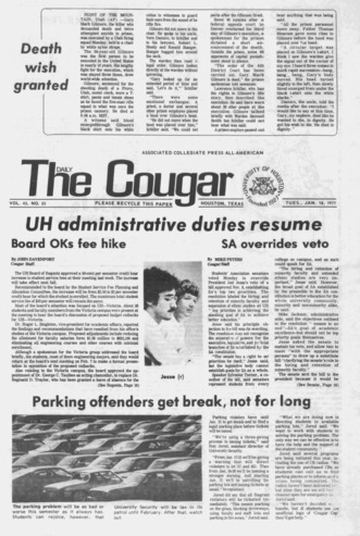 The Daily Cougar. Vol. [43], No. 55, January 18, 1977.