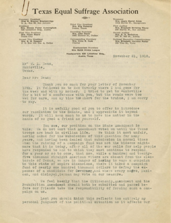 Letter to Mr. W.L. Dean