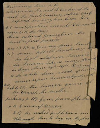 Handwritten notes accompanying manuscript journal, including schooling lessons entitled “Sea Voyage to Melbourne”