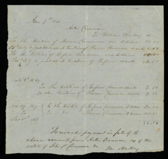 Tuition bill for $88 to Arter Crownover for the education of Rufina Crownover and Marion Crownover between 1847-1848
