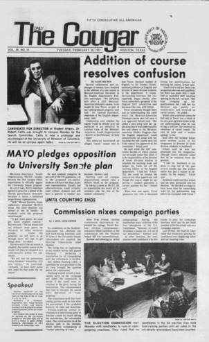 The Daily Cougar. Vol. 39, No. 73, February 20, 1973.