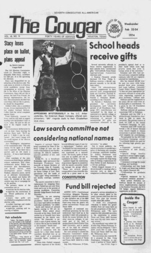 The Daily Cougar. Vol. 40, No. 79, February 22 - 24, 1974.