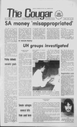 The Daily Cougar. Vol. 41, No. 46, November 20, 1974.