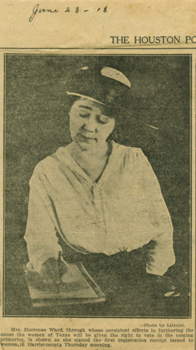 Hortense Ward, newspaper clipping 