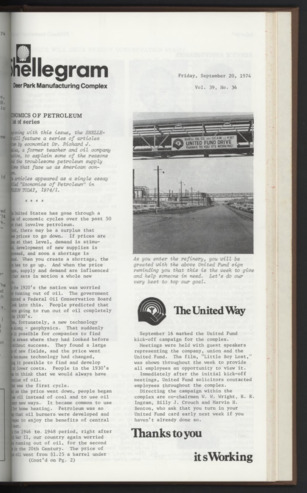 Shellegram, Vol. 39, No. 36, September 20, 1974