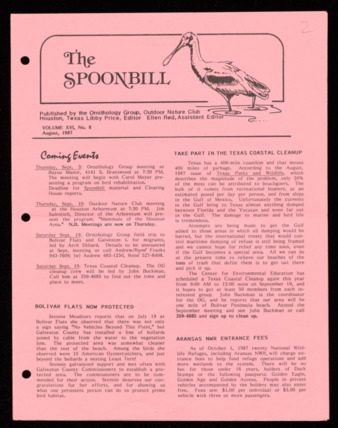 The Spoonbill, Vol. [36], No. 8, August 1987