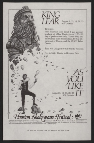 Houston Shakespeare Festival, 1980 flier