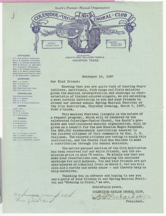 Letter of invitation from C. F. Richardson