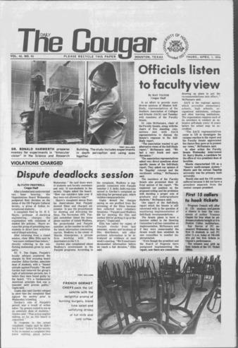 The Daily Cougar. Vol. 42, No. 93, April 1, 1976.