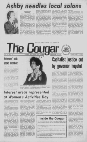 The Daily Cougar. Vol. 41, No. 11, September 19, 1974.
