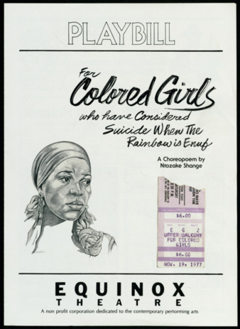 "For Colored Girls who have Considered Suicide When the Rainbow is Enuf" playbill