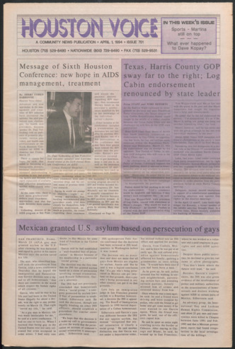 Houston Voice, No. 701, April 1, 1994