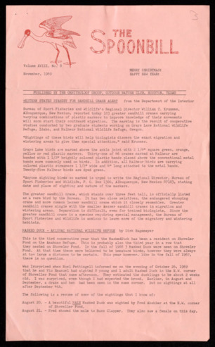 The Spoonbill, Vol. 18, No. 8, November 1969