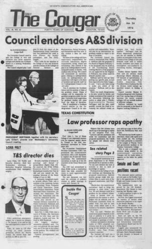 The Daily Cougar. Vol. 40, No. 62, January 24, 1974.