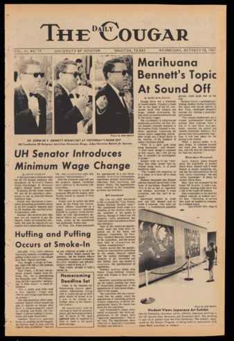 The Daily Cougar. Vol. 34, No. 19, October 18, 1967.