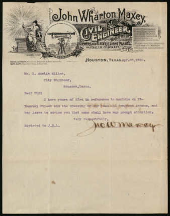 Letter from J. W. Maxey to I. Austin Miller, 1900 April 5