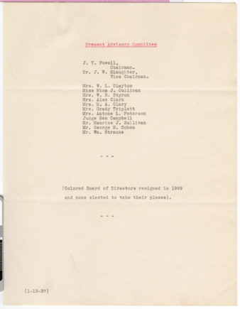 Present advisory committee of the Houston Negro Hospital