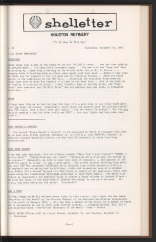 Shelletter, No. 56, December 19, 1962