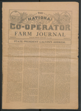 The National Co-Operator and Farm Journal, Vol. 28, No. 17, January 30, 1907