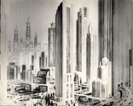 Futuristic view of Houston painting