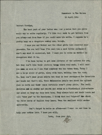 Letter from Capt. O. C. McDavid to Carolyn McDavid, 1944 April 16