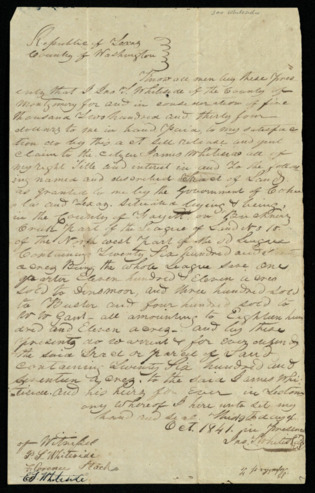 Transfer to James Whiteside of numerous parcels of land for $5234