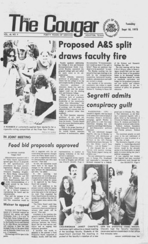 The Daily Cougar. Vol. 40, No. 9, September 18, 1973.