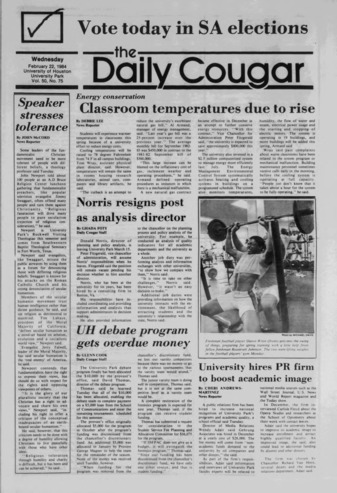 The Daily Cougar. Vol. 50, No. 75, February 22, 1984.
