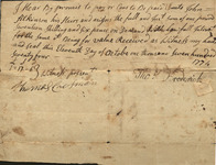 Promissory note from Thomas Broderick to John Atkinson, 1774 October 11