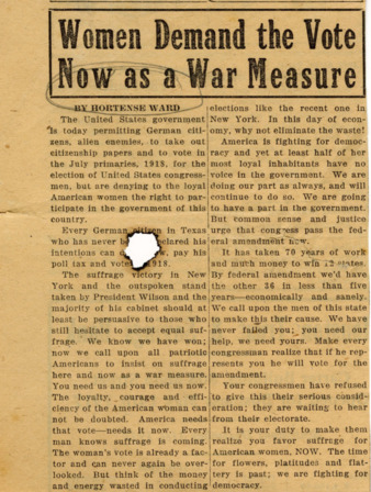 Women Demand the Vote Now as A War Measure