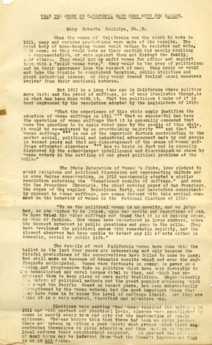 What the Women of California Have Done with the Ballot