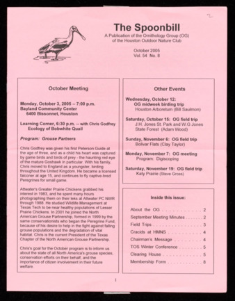 The Spoonbill, Vol. 54, No. 8, October 2005