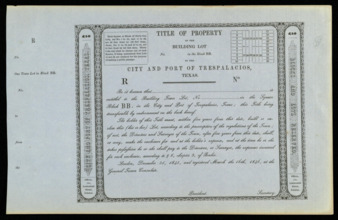 Blank title of property form for the City and Port of Trespalacios, Texas