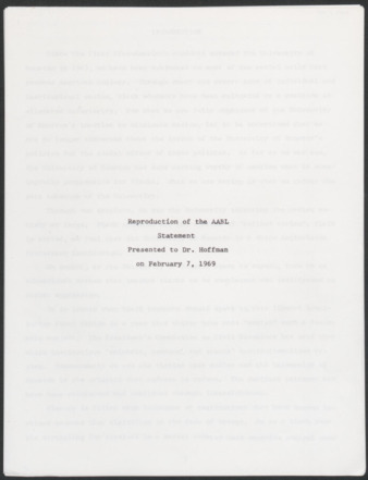 Afro-Americans for Black Liberation (AABL) statement and Philip G. Hoffman news release