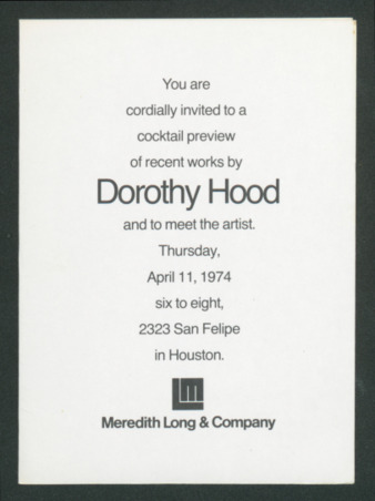 Cocktail preview of recent works by Dorothy Hood