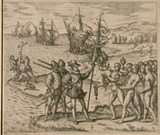 Columbus als er in India erstlich ankommen / wirdt von den Einwohnern mit grossem Geschenck verehret und begabet auffgenommen