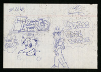 Duck cartoon head and drawing of Carlos Pace Master by Gino