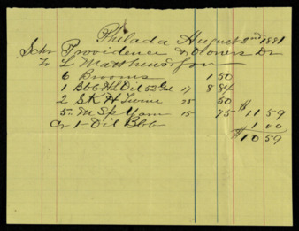 Shipping receipts for the Schooner Providence to L. Matthews