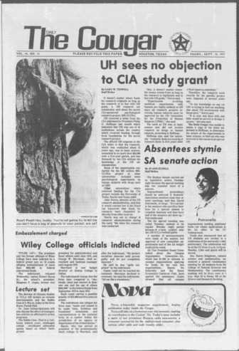 The Daily Cougar. Vol. 44, No. 12, September 15, 1977.