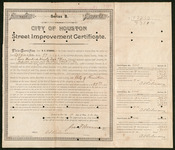 City of Houston Street Improvement Certificate