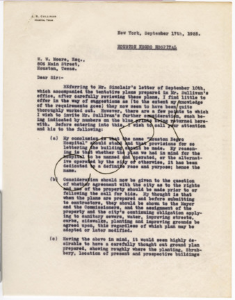 Letter from J. S. Cullinan to W. W. Moore, 1925 September 17