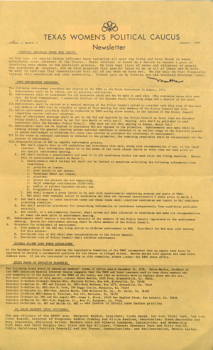 Texas Women's Political Caucus Newsletter, Vol. 4, No. 5, January 1976