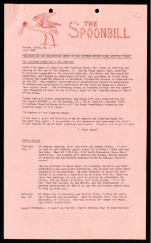 The Spoonbill, Vol. [29], No. 3, July 1980
