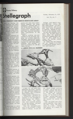 Shellegram, Vol. 39, No. 7, February 15, 1974