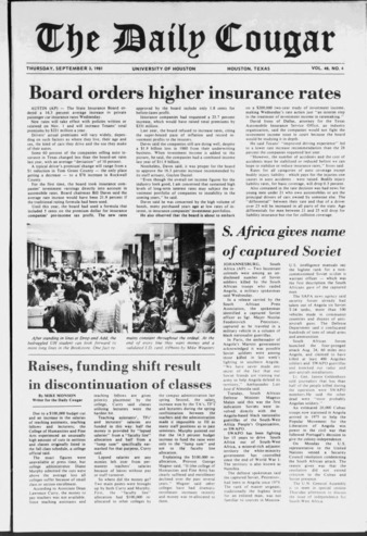 The Daily Cougar. Vol. 48, No. 4, September 3, 1981.