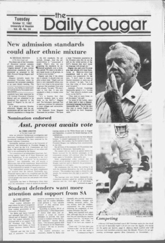 The Daily Cougar. Vol. 49, No. 24, October 12, 1982.