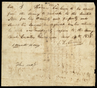 Authorization of military leave of absence for Col. John Thomas