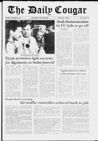 The Daily Cougar. Vol. 48, No. 28, October 9, 1981.