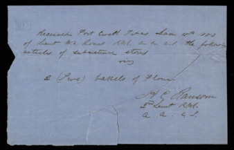 Receipt for 72 sacks of oats shipped to Fort Merrill